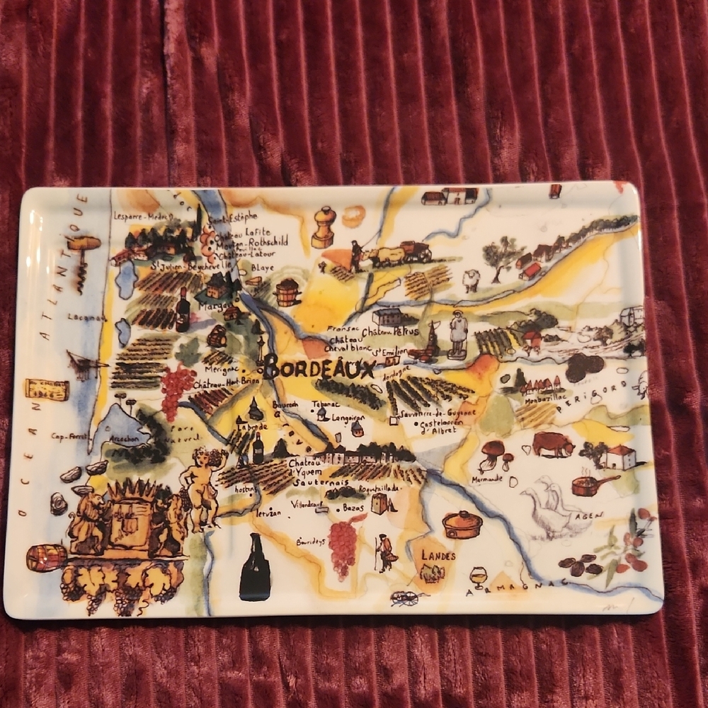 Williams Sonoma "Wine Pairing" Large Platter Designed By Artist Marc Lacaze 2009
